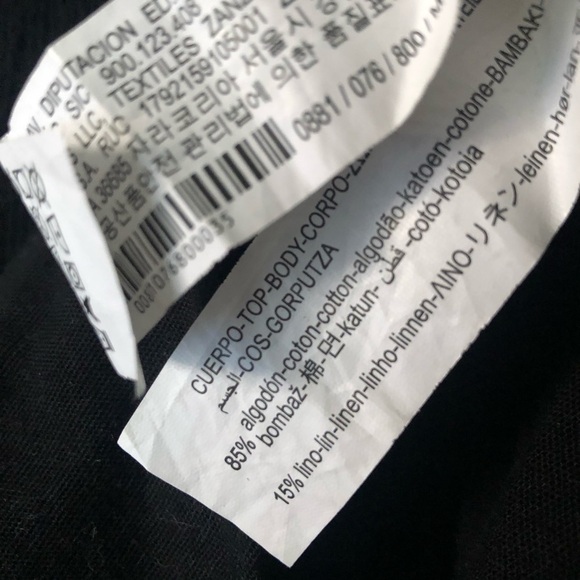 Zara Linen Peplum Strapless Top in Black M - Picture 7 of 7